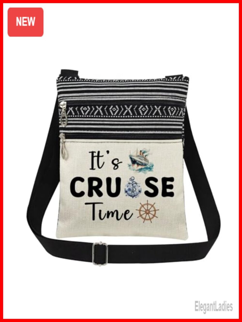 Polyester Crossbody Bag Adjustable Strap Zipper Travel Purse